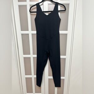 LOVESOFT Black Sleeveless V-Neck Sculpting Compression Jumpsuit Size Small